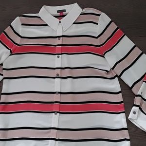 Vince Camuto Striped Blouse in Pink, Red, and Black